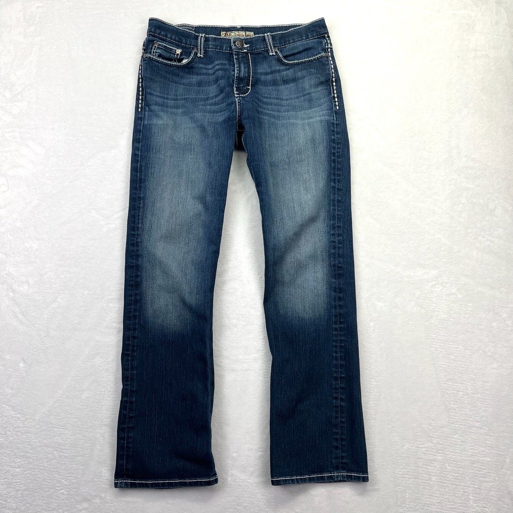 BKE Drew Bootcut Jeans Womens 31 Blue Medium Wash Stretch Stitch Western‎